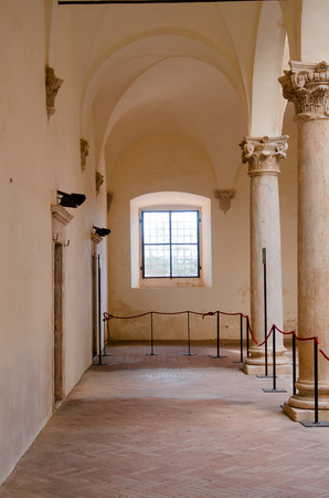 glimpse of the historical center of pienza. one of the most beautiful medieval villages in Italyのeditorial素材