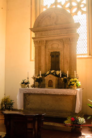 glimpse of the historical center of pienza. one of the most beautiful medieval villages in Italyのeditorial素材