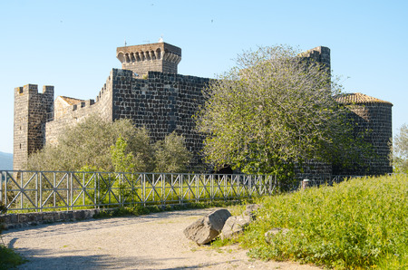 The medieval castle of vulci that houses the archaeological museum of the Etruscan vulci necropolisのeditorial素材