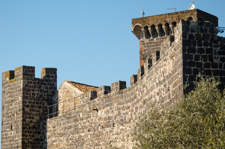 The medieval castle of vulci that houses the archaeological museum of the Etruscan vulci necropolisのeditorial素材