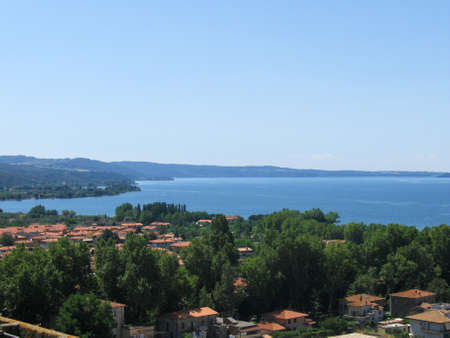 Bolsena lake lazio italyの写真素材