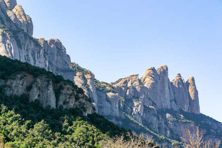 Capture of the mountain of Montserrat in Catalonia from the road that leads to the monastery from El...