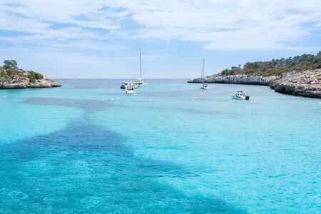 Sea landscape with boats in Santanyi, Majorca