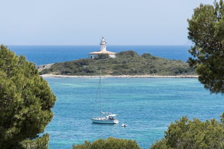Sea and coast landscape with lighthouse in Majorcaの写真素材