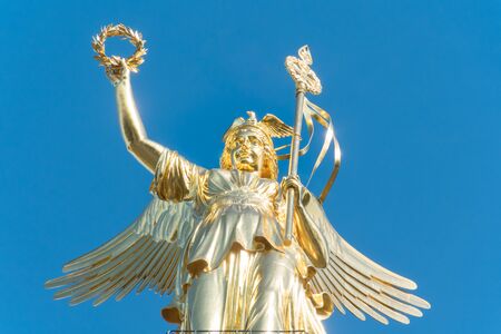 Victory column with blue sky, Berlinの写真素材