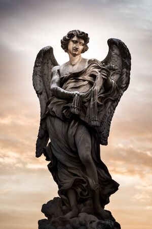 Ancient sculpture of angel at Castel Sant Angelo, Romeの写真素材