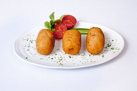 Croquettes plate on a white backgroundの写真素材