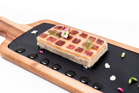 A plate with Iberian ham with flowersの写真素材