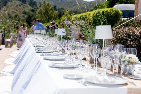 Wedding banquet decoration on a farm