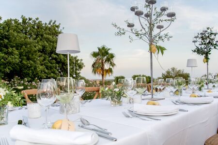 Wedding banquet decoration on a farmの写真素材