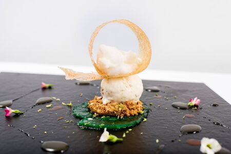 A dessert plate on a white backgroundの写真素材