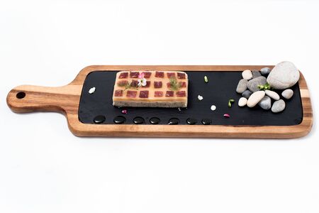 A plate with Iberian ham with flowersの写真素材