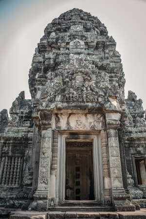 Ancient Door Angkor Ruins at Cambodia, Asia  Culture, Tradition, Religion  History 