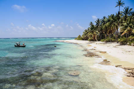 Arriving to a perfect untouched wild caribbean beach at San andres island  Colombia, South America ...
