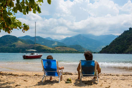 Relaxing and Saling through tropical islands. Beautiful South America.の写真素材