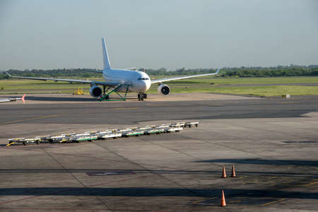Commercial Aeroplane parking at Buenos Aires Ezeiza Airport.のeditorial素材
