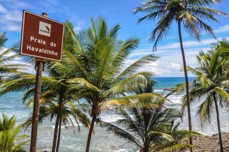 Beach Sign at Itacare, Bahia, Brazilのeditorial素材
