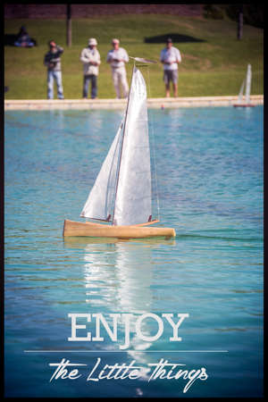 Racing with miniature boats.の写真素材