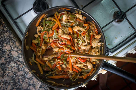 Chop Suey Meal, Wok, Vegetables healthy cuisine.の写真素材