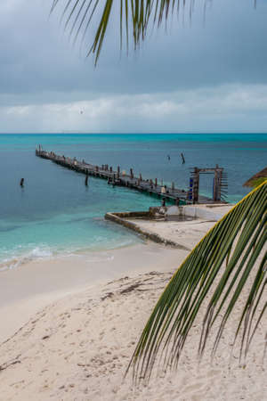Beautiful sea colors, caribbean. Traveling through Mexico, Quintana Roo.の写真素材