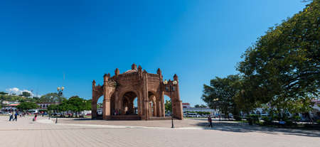 Panoramic view of queen of spain monument. Traveling through Mexico. Latin American Culture.の写真素材