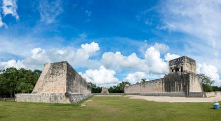 Beautiful panoramic view of historic Mayan Building. Taveling through Quintana Roo.の写真素材