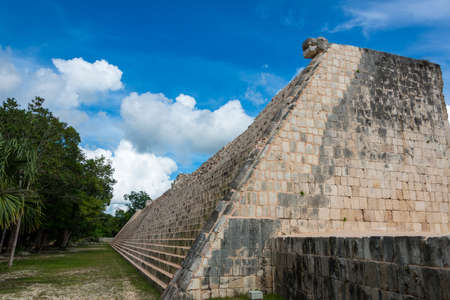 Beautiful view of historic Mayan Building. Taveling through Quintana Roo.の写真素材