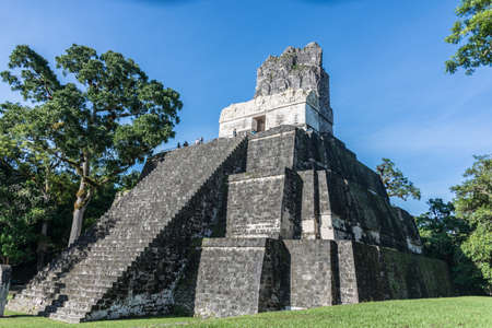 View of Mayan historic building at Tikal Jungle. Guatemala.