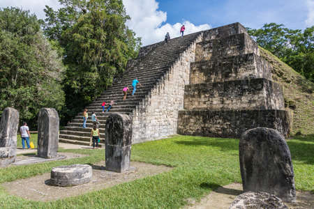 View of Mayan historic building at Tikal Jungle. Guatemala.のeditorial素材