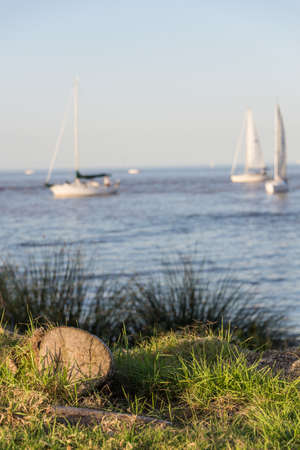 Sailing Rio de la plata River, Buenos Aires City. Argentina.の写真素材