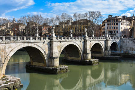 Rome, Italy. February 11, 2017. Sant Angelo Bridge (Ponte Sant Angelo)のeditorial素材