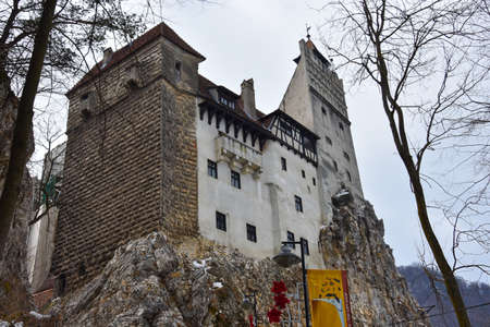 Bran, Romania. February 4, 2017. Bran Castle (Castelul Bran), commonly known as "Dracula's Castle"のeditorial素材