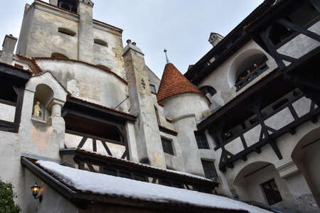 Bran, Romania. February 4, 2017. Inside the Bran Castle (Castelul Bran), commonly known as "Dracula's Castle"のeditorial素材