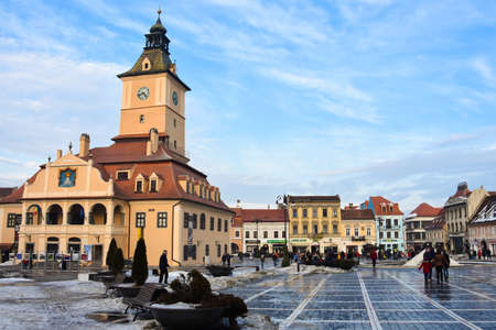 Brasov, Romania. February 4, 2017. View of the Council Square (Piata Sfatului)のeditorial素材