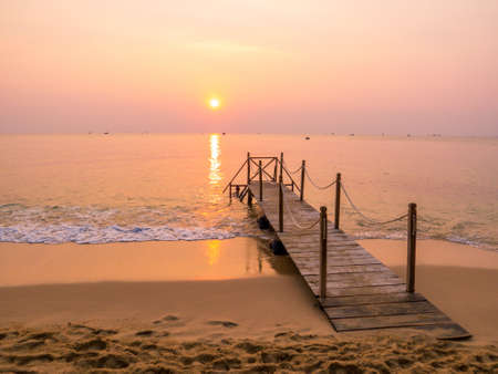 Magical sunset on Long Beach, Phu Quoc, Vietnamの写真素材