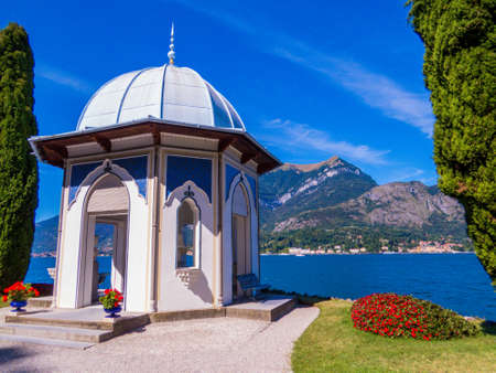 Moorish Kiosk (Italian: Chiosco Moresco) in the Gardens of Villa Melzi, Bellagio, Lake of Como, Italyの写真素材