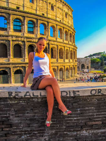 Beautiful girl in Rome, Italyの写真素材