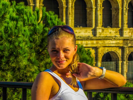 Beautiful girl in Rome, Italyの写真素材