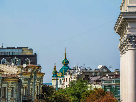 View of Kiev, Ukraine. In the background, St. Andrew Church.の写真素材