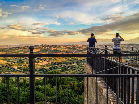 Smartphone photographers. In Tortoreto, Italyの写真素材