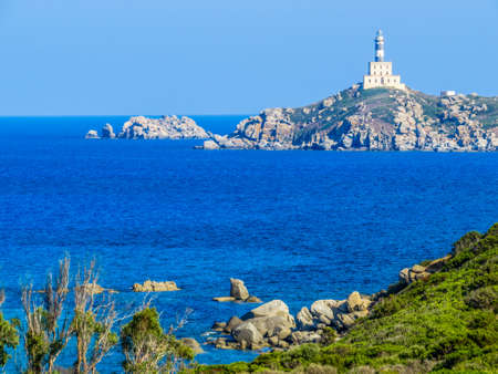 Lighthouse in Costa Rei, Sardinia, Italyの写真素材