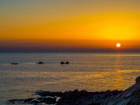 Amazing sunset in Stintino, Sardinia, Italyの写真素材