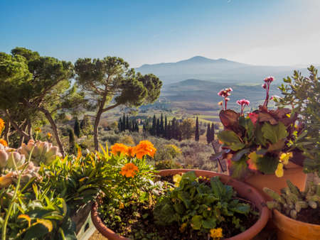 Amazing landscape in Val d'Orcia, Tuscany, Italyの写真素材