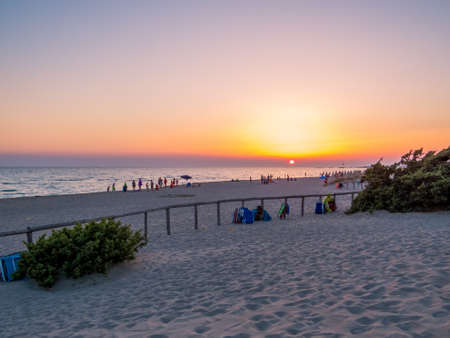 Amazing sunset in Ugento, Apulia, Italyの写真素材
