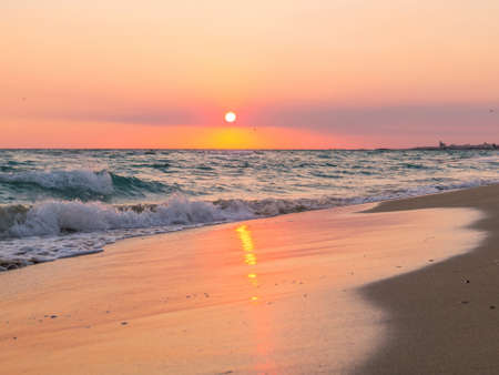 Magical sunset in Ugento, Italyの写真素材