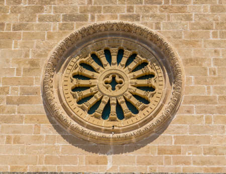 Rose window of the Chiesa di Cristo Re (Church of King Christ) in Santa Maria di Leuca, Italyの写真素材