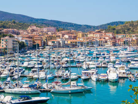 View of the port of Porto Ercole, Italyの写真素材