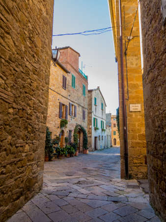 Pienza, Tuscany, Italy. In 1996, UNESCO declared the town a World Heritage Site.のeditorial素材