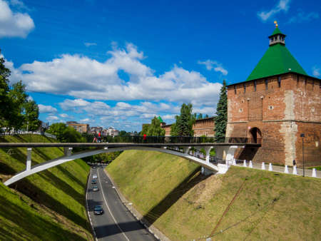 The walls of the Kremlin in Nizhny Novgorod, Russiaのeditorial素材
