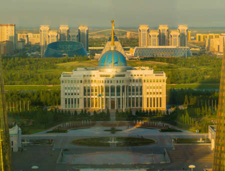 Aerial view of Nur-Sultan (Astana), Kazakhstanのeditorial素材
